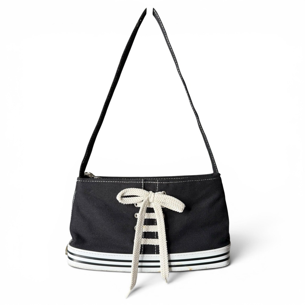 Vintage LEI Bag Rare 90s Y2K Mini Shoulder Bag Purse Black White All Star Canvas